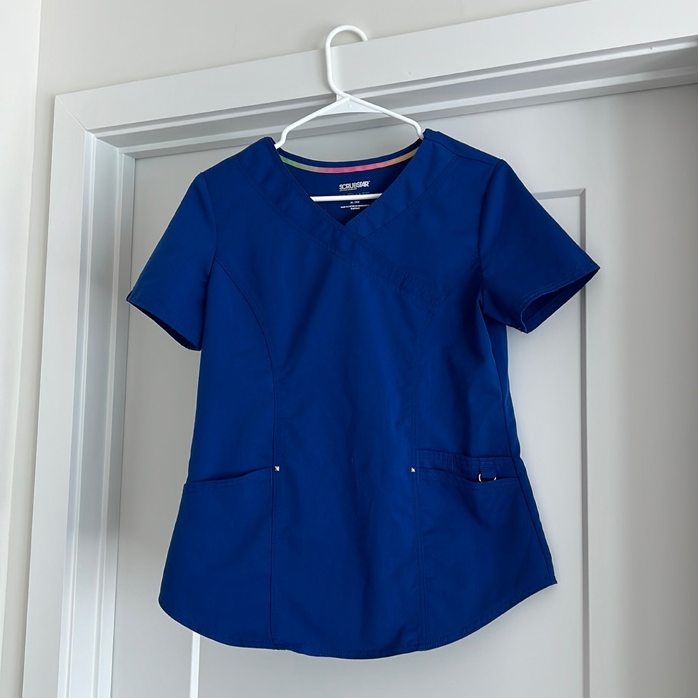 Scrubstar Women’s Short Sleeve Mock Neck Wrap Scrub Top